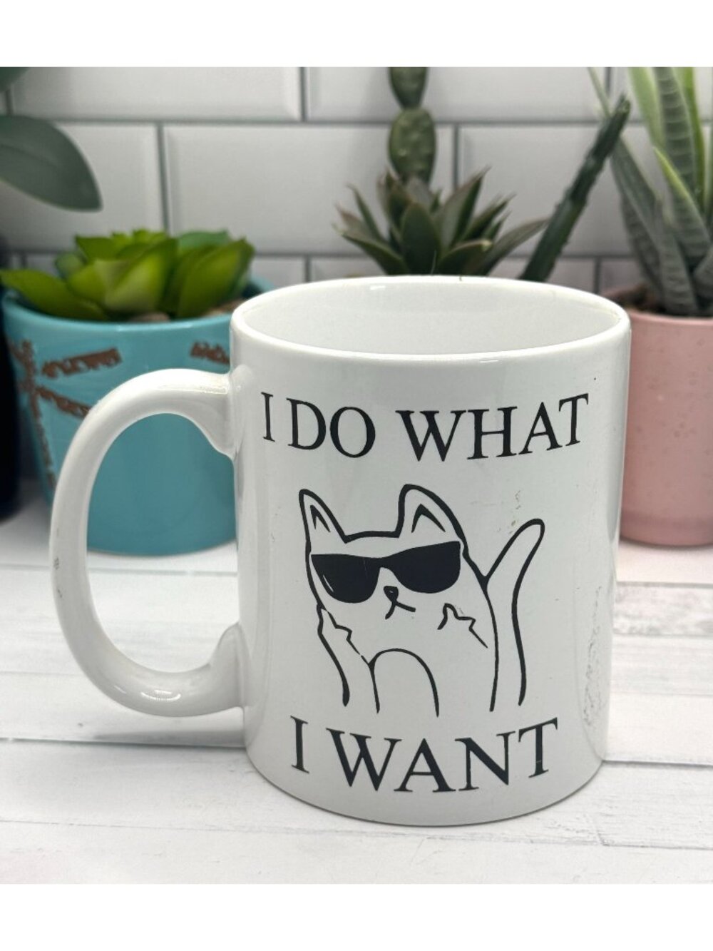 I Do What I Want Cat Coffee Mug With Funny Design - White Ceramic Cup
